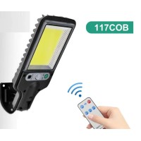 Соларна LED лампа, 117 LED COB, 30W със сензор за движение, дистанционно управление с 3 режима на светене